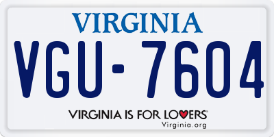 VA license plate VGU7604