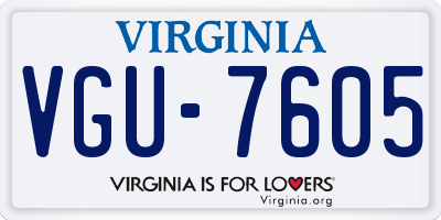 VA license plate VGU7605