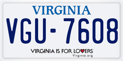 VA license plate VGU7608