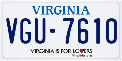 VA license plate VGU7610