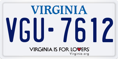 VA license plate VGU7612