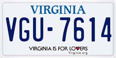 VA license plate VGU7614