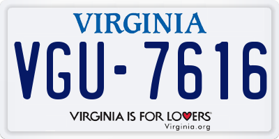 VA license plate VGU7616