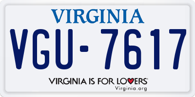 VA license plate VGU7617
