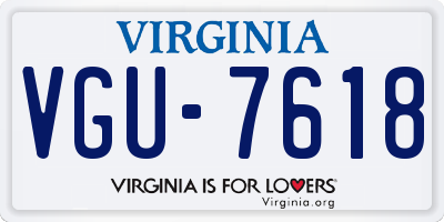 VA license plate VGU7618