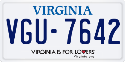 VA license plate VGU7642