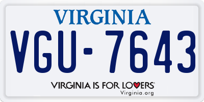VA license plate VGU7643