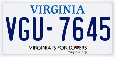 VA license plate VGU7645