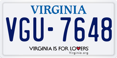 VA license plate VGU7648