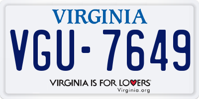 VA license plate VGU7649