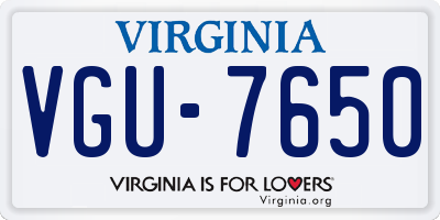VA license plate VGU7650