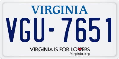 VA license plate VGU7651