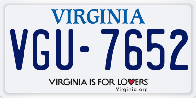 VA license plate VGU7652