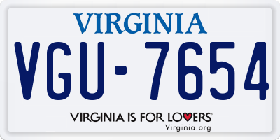 VA license plate VGU7654