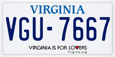 VA license plate VGU7667