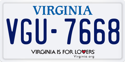 VA license plate VGU7668