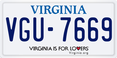 VA license plate VGU7669