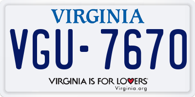 VA license plate VGU7670