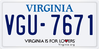 VA license plate VGU7671