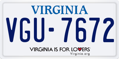 VA license plate VGU7672
