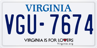VA license plate VGU7674