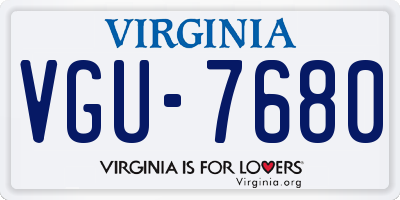 VA license plate VGU7680