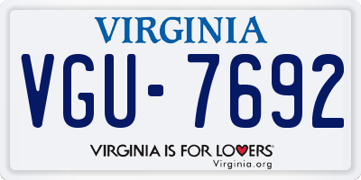 VA license plate VGU7692