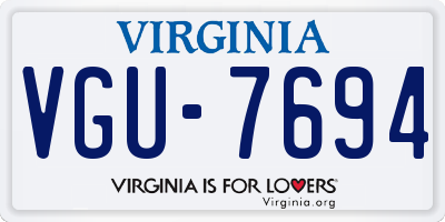 VA license plate VGU7694