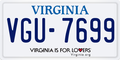 VA license plate VGU7699