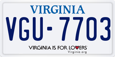 VA license plate VGU7703