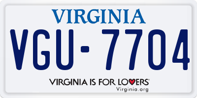 VA license plate VGU7704