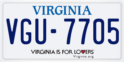 VA license plate VGU7705