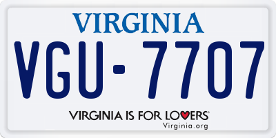 VA license plate VGU7707