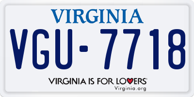 VA license plate VGU7718