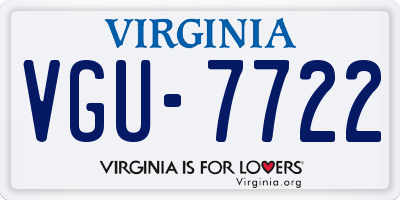 VA license plate VGU7722