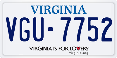 VA license plate VGU7752
