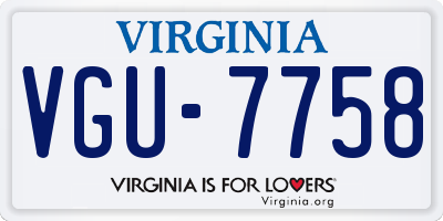 VA license plate VGU7758