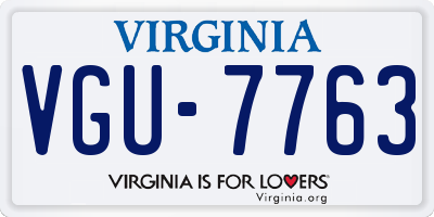 VA license plate VGU7763