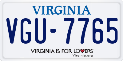 VA license plate VGU7765