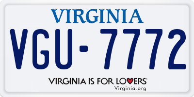 VA license plate VGU7772