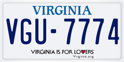 VA license plate VGU7774