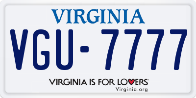 VA license plate VGU7777