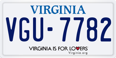 VA license plate VGU7782
