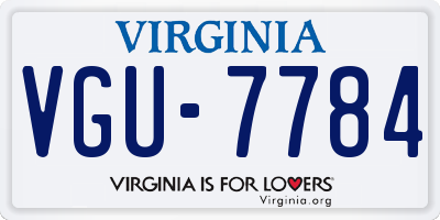 VA license plate VGU7784