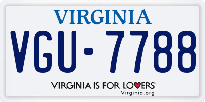 VA license plate VGU7788
