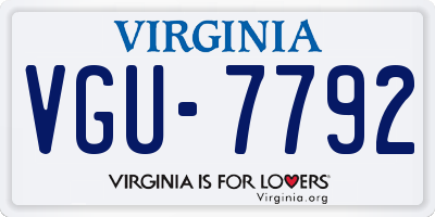VA license plate VGU7792