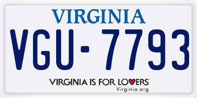 VA license plate VGU7793