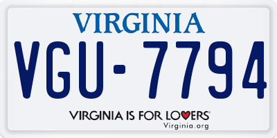 VA license plate VGU7794