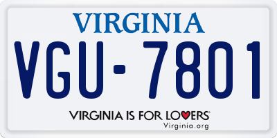 VA license plate VGU7801