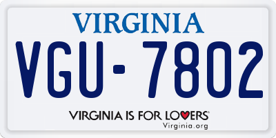 VA license plate VGU7802